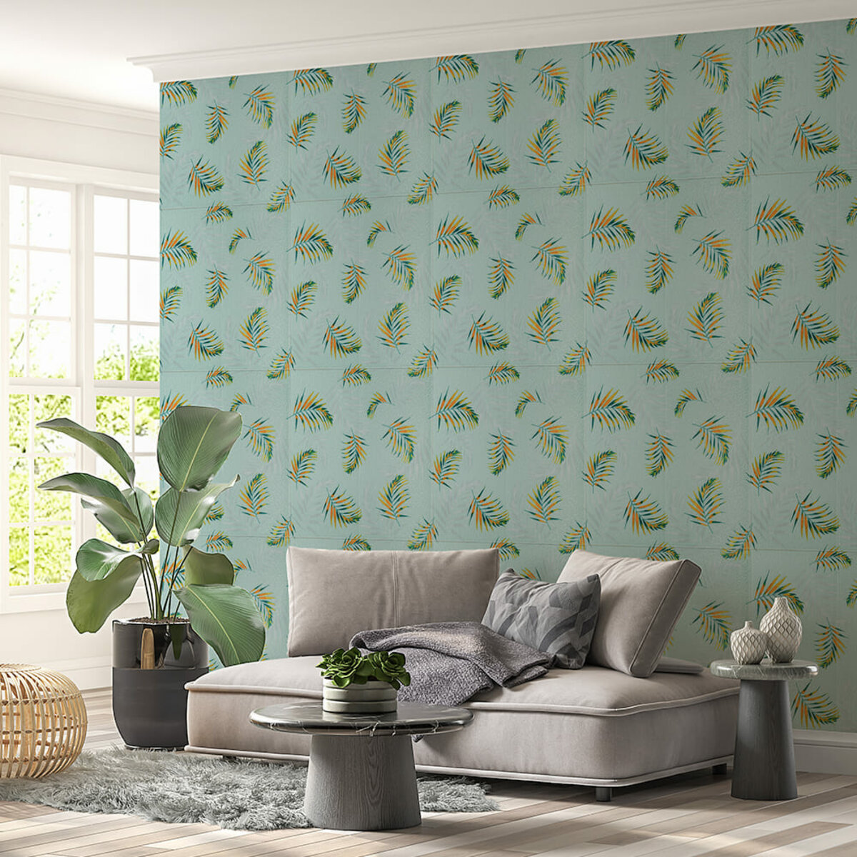 Панель стінова 3D 680х670х4мм Папороть на світло-зеленому фоні (D) SW-00001984